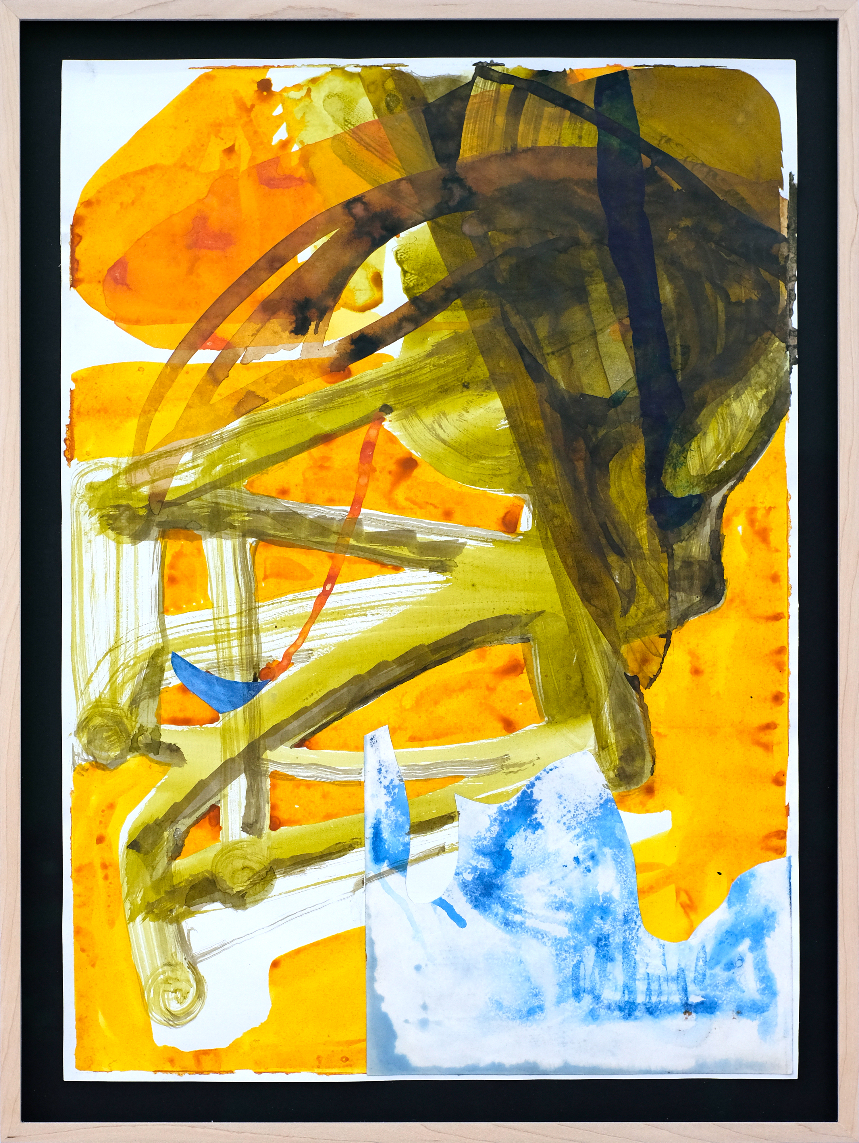 Große C Tusche 2, 51x37 cm, Tusche, Collage und Cyanotopie auf Papier, 2021