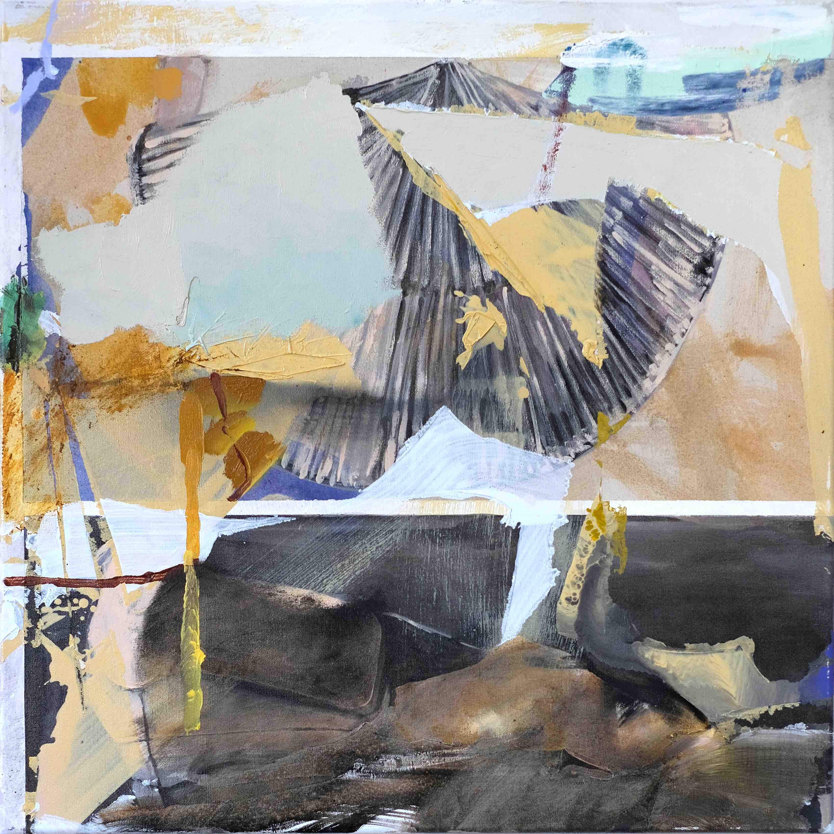 Zwei Seiten der Erdgeschichte1, 60x60 cm, Acryl und Öl auf Leinwand, 2025